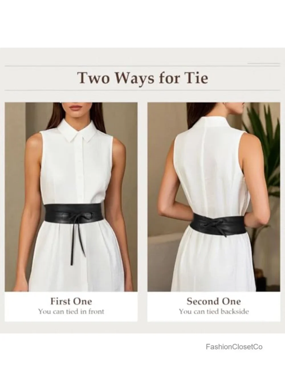 Women's Faux Leather Obi Belt Wide Wrap Waist Band